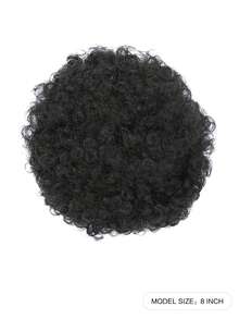 1-Pack 8inch Afro Puff Ponytail Synthetic Hair Extensions Black Voluminous Curly Bun With Secure Clips And Adjustable Drawstring Breathable Mesh Soft Natural Wig For Women Daily Wear And Party Occasions - Multicolor - View 3