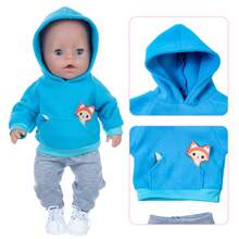 Quần áo búp bê sản phẩm mới Cross Border 16 inch, trang phục cáo xanh và hồng cho búp bê American Girl, áo hoodie hoạt hình cho búp bê nhồi bông trẻ em - Nhiều màu - Xem 4