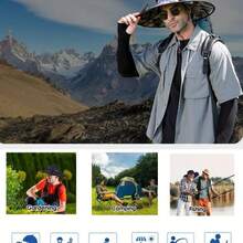 Men's Sun Hat With 2 Solar Fans, Fishing Hat, Wide-Brimmed Sunshade Hat, Suitable For Outdoor Summer Camping And Beach Use, Powered By USB And Solar Energy. - Green {Fan) - View 6