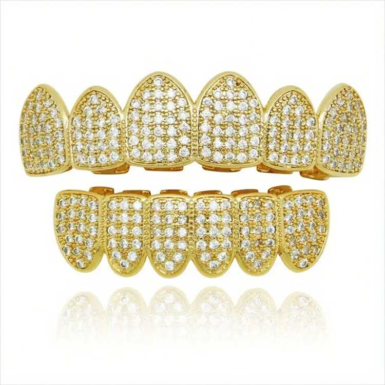 Diamond Grillz, Unisex, Răng giả mạ bạc và vàng phong cách Hip Hop, Phù hợp cho cả răng trên và răng dưới, Răng giả hóa trang cho rapper, Thích hợp cho dạ hội hóa trang, nhập vai, biểu diễn sân khấu, lễ hội hóa trang, hòa nhạc, chương trình rap, lễ hội, giải trí quán bar, hội chợ vui chơi - Nhiều màu - Xem 15