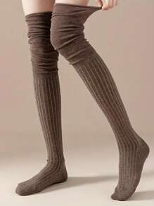 4双装，女士四季皆宜的过膝袜，春秋季长筒袜，孕妇高筒袜，防滑不勒腿袜，冬季保暖舒适袜 - 彩色 - 查看 10