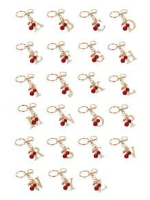 高级优雅金色字母钥匙扣，A-Z 3D字母吊坠，樱桃装饰，时尚合金钥匙扣，包包/背包挂饰，汽车钥匙链，女士完美日常配饰，情侣礼物，经典简约钥匙扣，装饰品，包包配件，适合赠送朋友、家人、情侣、女友，重要礼物，节日纪念品，返校礼物，教师节礼物 - 彩色 - 查看 2