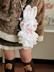 Japanese Cartoon Lolita Lolita Rabbit Crossbody Bag Pearl Chain Shoulder Bag - White - View 8