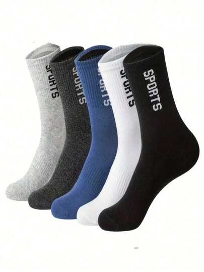 10 pares de calcetines deportivos de media caña para hombres con estampado de letras de moda, de alta elasticidad, transpirables y resistentes al olor, aptos para todas las estaciones, un gran regalo para el novio