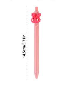 1/3/6支卡通中性笔 可爱贴纸按钮笔 学生考试/办公签字笔 0.5mm黑色墨水 可爱女孩按钮中性笔 学生学习文具 考试签字笔