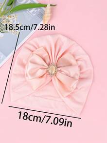 Gorro de niños con gemas de colores, decoración de lazo tridimensional de doble capa, gorra elástica tejida a mano a prueba de viento, gorro lindo para niñas pequeñas, adecuado para juegos al aire libre, fiestas y estilo diario