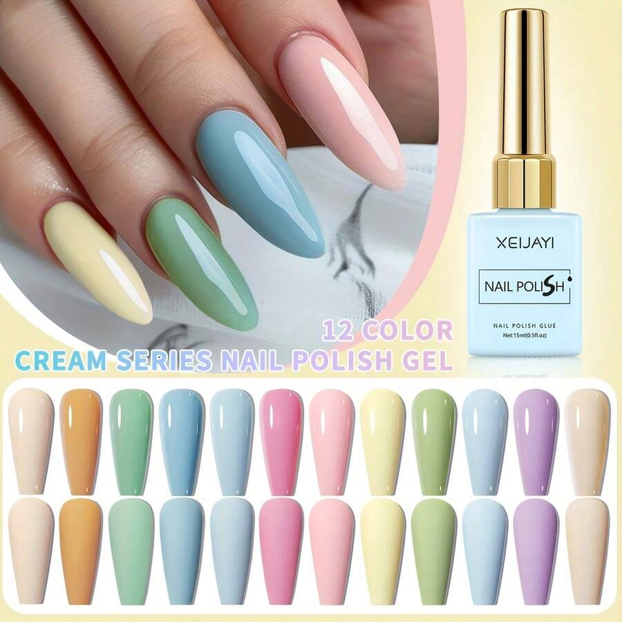 XEIJAYI 12pcs 15ml Gel Nail Polish Set Semi Permanent UV Gel Polish Kits All For Manicure Kit Soak Off UV LED Vernis Nail Art DIY Home Salon Gift For Women - 彩色 - 查看 1