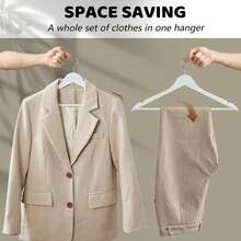 White Solid Wood Non-Slip Coat Hangers, High Quality Solid Wood Coat Rack, Thickened And Load-Bearing Without Deformation Non-Slip Groove Design, Collar Protection, Coat, Suit, Shirt, Light Luxury Wardrobe Storage Device