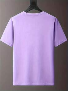Chic 'Nana' Letter Print Tee - Effortless Style, Comfy Crew Neck, Short Sleeve - Versatile Women's Top For Casual Outings And Everyday Wear - 紫色 - 查看 2