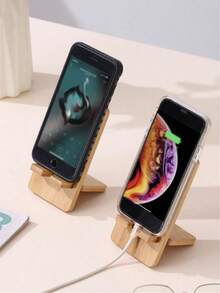 1pc/2pcs Creative Desktop Wooden Mobile Phone Charging Bracket Bamboo Mobile Phone Bracket - Wood Color - View 9