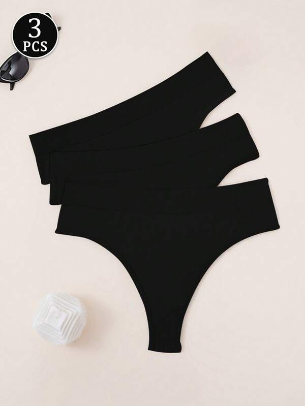 3 Stücke/Pack Lässige - Bequeme minimalistische einfarbige Hipster Slips für Frauen