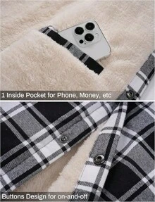 Cotrasen Mens Flannel Cotton Heavy Thick Sherpa Fleece Lined Plaid Shirt Jackets Warm Button Up Winter Coats With Hood