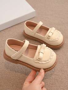 Zapatos planos casuales de primavera para niñas bebé con lazo, adorno de encaje y suela blanda