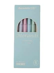 6支装旋转中性笔旋转笔0.5mm子弹头签字笔办公文具学生速干莫兰迪色差笔碳素笔