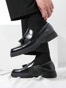 男士商务黑色正装鞋，流苏装饰休闲鞋 - 黑色 - 查看 3