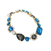 Set da sposa da donna, collana con strass blu, goccia di cristallo, fiore, collana personalizzata, gioielli per feste di ballo, gioielli per costumi di Halloween