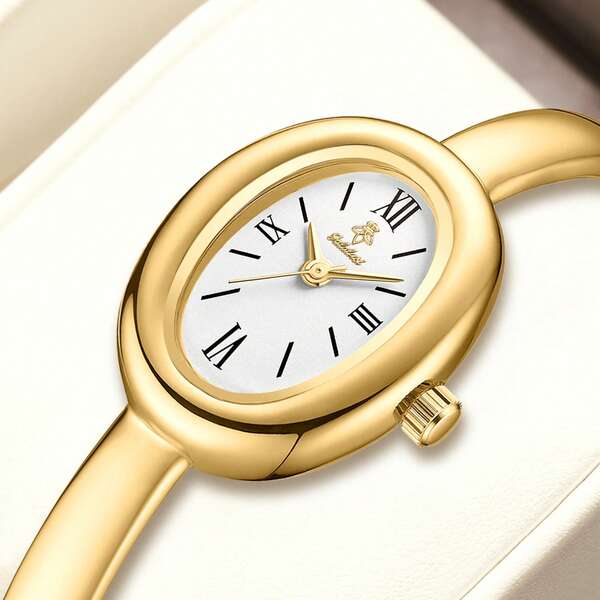 YaLaLuSi YaLaLuSi Brand 1 Piece 2025 Latest Model Elegant Oval Women's Quartz Watch Classic Simple Solid Color Dial Roman Numerals And Bar Markers Clear And Easy To Read Easy To Wear Bracelet Style Quartz Movement Precise Timekeeping Versatile For Everyday Wear Suitable For Work, School