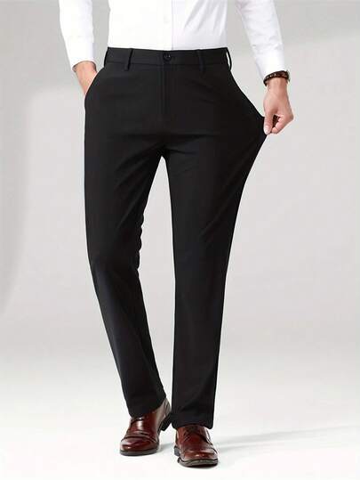 Men's Diagonal Pocket Suit Pants Without Belt Dress Pants Suit Pants Light Business Attire Leisure And Business Attire