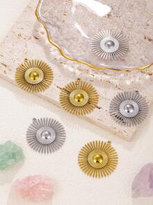 3pcs Titanium Steel Vacuum Electroplated Vintage Moon & Sun Pendant, Suitable For DIY Pendant, Earrings, Bracelet, Accessories