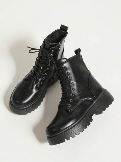 Botas de mujer con tacón ancho y plataforma, negras impermeables, de punta redonda - Ideales para vacaciones, invierno, viajes y uso diario con suéter