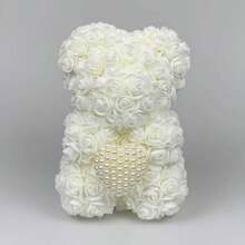 1 pieza Oso de flor de rosa artificial eterna - Oso de rosa con corazón de perlas para regalo de Navidad/Día de San Valentín/Día de la Madre (sin caja), Día de San Valentín, Regalo