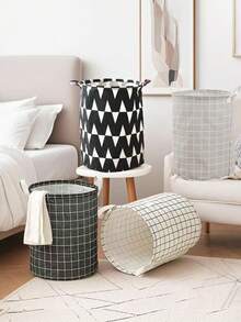 1 件可折叠圆形洗衣篮 - 耐用且容量大，便携式脏衣篮带手柄 - 适用于家庭、宿舍、旅行存储、洗涤 - 彩色 - 查看 8