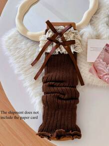 1双秋冬蕾丝长筒袜，洛丽塔蝴蝶结芭蕾舞风格，可爱腿套，异域风情Y2K，舒适 - 彩色 - 查看 13