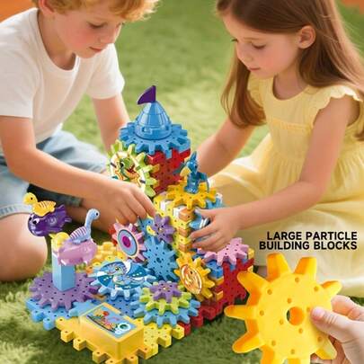 80 件 DIY 多形恐龙旋转积木套装，齿轮连接旋转建筑玩具，生日和圣诞礼物，适合 3 岁及以上儿童