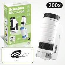 New Children's Microscope Portable Parent Child Interactive Primary And Secondary School Learning Supplies Puzzle Education Toys Christmas Children's Day Gift - Black - View 1