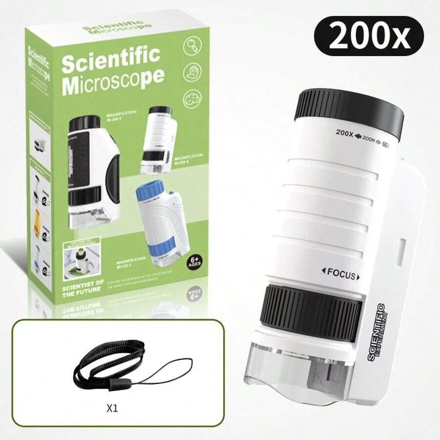 New Children's Microscope Portable Parent Child Interactive Primary And Secondary School Learning Supplies Puzzle Education Toys Christmas Children's Day Gift - Black - View 1