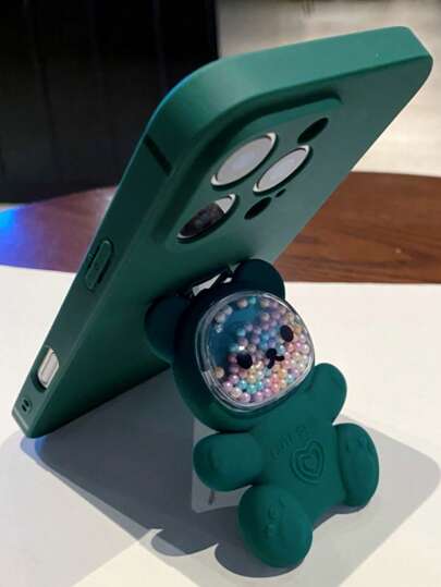 1 件泰迪熊支架手机壳，奢华纯色硅胶手机壳带挂绳，适用于三星、Apple 11/12/13/14/15/16 Pro Max、三星 S22/23/24/25+ UA04/A05/A14/A15/A24/A25/A34/A54 SA56/A36/A26、Honor 70/90/400/X56789abc、Redmi Note 14/13/12/1 Pro 防水防震防摔防刮