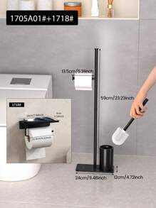 1 Pieza Soporte para pañuelos independiente con cepillo de baño y caja de almacenamiento de toallitas húmedas, Soporte para cepillo de baño, Soporte vertical para rollo de papel higiénico, Dispensador de papel higiénico sin taladro, Organizador de baño ahorra espacio, Estante moderno para papel higiénico