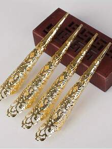 10pcs Set Hypoallergenic Metal Fingernail Nail Covers, Finger Joint Protectors - Ancient Queen Halloween Costume Accessory, Drama Dance Performance Decoration - Multicolor - View 9