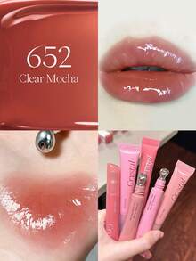 JOOCYEE CRYSTAL GLOSS 唇彩，保湿，易涂抹，适合初学者 - 652 CLEAR MOCHA - 查看 1