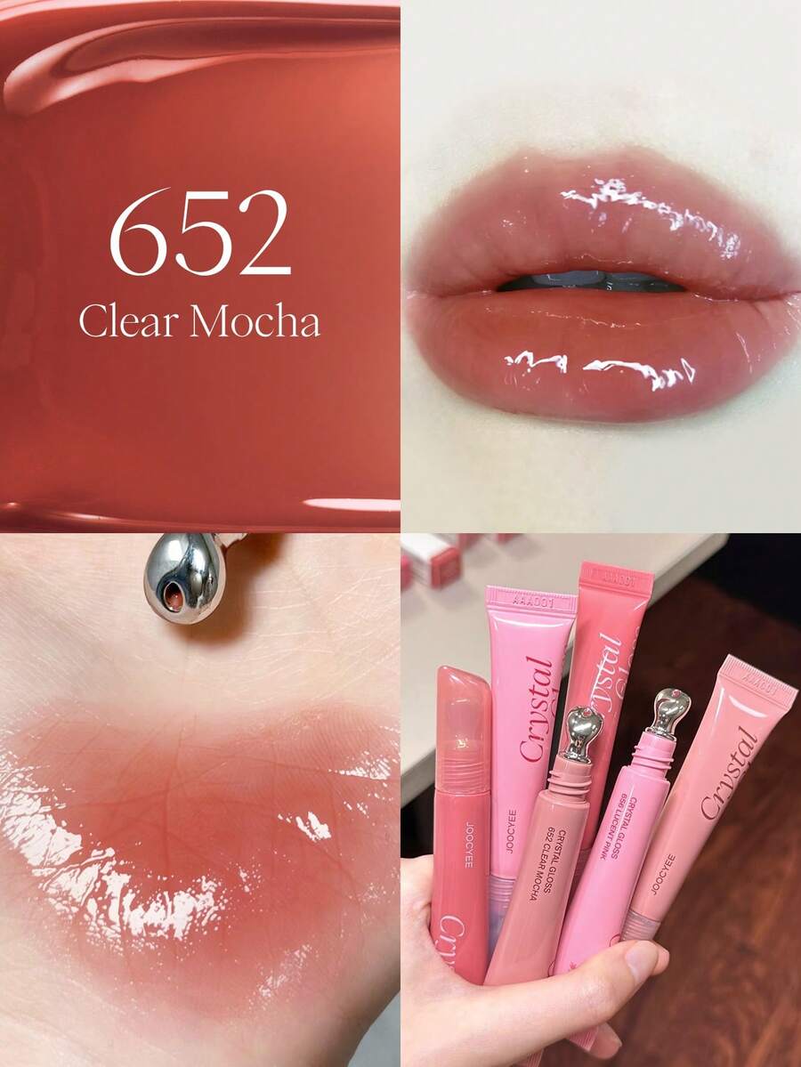 JOOCYEE CRYSTAL GLOSS 唇彩，保湿，易涂抹，适合初学者 - 652 CLEAR MOCHA - 查看 1
