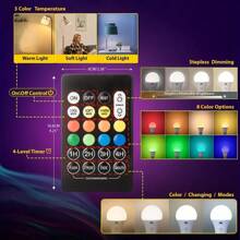 1个带遥控器的可充电LED灯泡，智能RGB变色灯泡，带挂钩，E26灯头，适用于露营、徒步、钓鱼、度假、汽车、大学、运动、家庭、派对、客厅、卧室、音乐节、飓风应急等场合，RGB照明，电池续航时间长，灯泡亮度高，具有充电保护功能，光线均匀，照明范围广。 - 多款 - 查看 10
