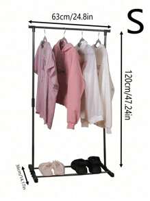 1pc Single Rod Clothes Hanger, Multi-Functional Garment Hanger For Hanging And Displaying Clothes, Portable Clothes Rack, Storage Hanger, Home Decor For Bedroom, Balcony Drying Rack, Space-Saving Freestanding Hanger - Easy To Assemble, Suitable For Indoor/Outdoor Balcony Laundry Rack