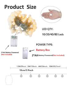 1pc, 1.5m/10LED, 3m/20LED, 6m/40LED, 10m/80LED Fairy String Lights Suitable For Bedroom, Tent, Wedding Party, Christmas, Balcony, Valentine's Day Decoration