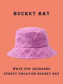 1pc Polyester Casual Street Style Sun Wave Pattern Bucket Hat, Suitable For Spring, Summer, Autumn And Winter Winter Outfits - Purple - View 2
