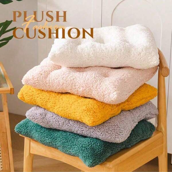 1PC Luxurious Dual-Sided Plush Chair Cushion - Thick, Soft, And Cozy, Machine Washable Comfort Seat Pad For Home Office Chairs And Sedentary Use, Office Chair Cushion|Tufted Surface Design|Soft Texture Cushion, Chair Cushion Pad