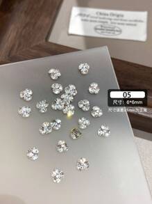 5Pcs/30Pcs/50Pcs Mixed Size Luxury Nail Rhinestone Decorations, New Sparkling Alloy Stacked Rhinestone, Crystal Oblique Heart & Square Nail Charms, Diy Nail Supplies Nails Nail Gems