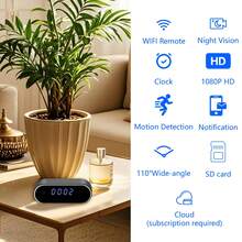 2-In-1 Miniature Camera, Mini Wireless Alarm Clock Camera, 120° 1080P HD Miniature Camera, Loop Recording, Supports Remote Motion Detection And Night Vision Functions As Well As Remote Monitoring. (Equipped With A 32 GB Or 16 GB Memory Card) - Video Recorder + 32 Memory Cards - View 10