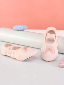 Children's Princess Ballet Shoes, Girls Indoor Soft-Soled Dance Shoes, Butterfly Embroidery Dance Shoes Yoga Shoes, Practice Shoes, Flat Slippers, Comfortable And Durable, Non-Slip - Pink - View 6