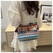 Ladies' Fashion Large Capacity Shoulder Bag Leisure Bag New Fashion Tote Bag Advanced Sense New  Fashion Vegetable Basket Leisure Vacation Woven Handbag Tassel Cross Shoulder Women's Bag - 藍色 - 查看 5