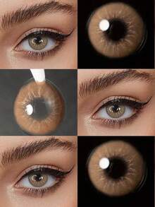 Lentes de color marrón Lalens NUEVO 1 par de pupilas verdes coloreadas para ojos Lentes de moda natural Estilo coreano Lentes de contacto de color Marrón para maquillaje de belleza Lentes de contacto de 14.2 mm