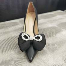 1 Par de Clipes de Sapato com Laço Elegante e Pérola de Strass, Acessórios de Sapato DIY para Festa, Todas as Estações