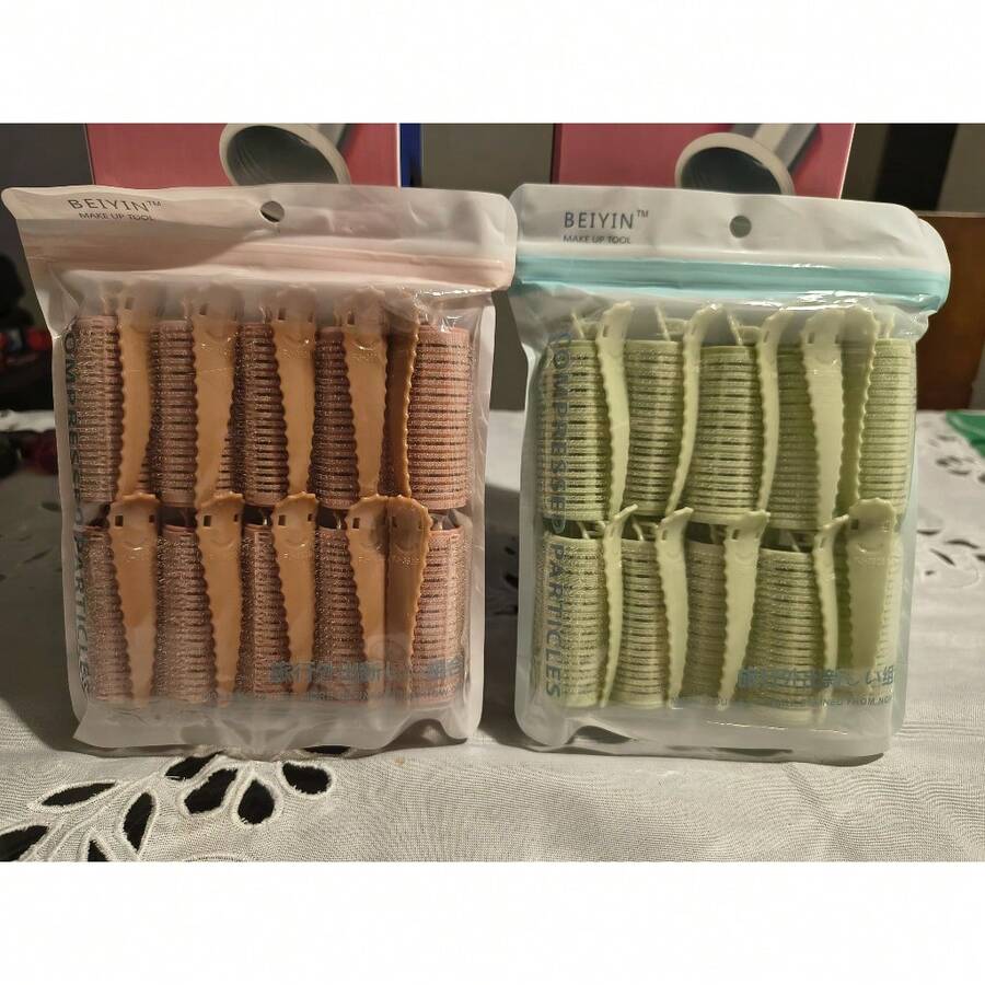 Small Hair Bobs Kit With Adhesive Closure Or Curlers + Clips, DIY Styling Tools 6.0x2cm Or 6.0x3cm - 彩色 - 查看 1