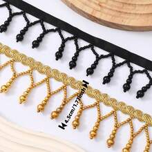 2码 4.5厘米 金黑色珠流苏 拉丁舞表演服装窗帘流苏吊坠 DIY工艺用品缝纫流苏 流苏缝纫流苏 流苏 流苏缝纫配件 流苏饰边 流苏装饰 高级定制珠饰流苏 舞蹈服装流苏 - 多色 - 查看 2