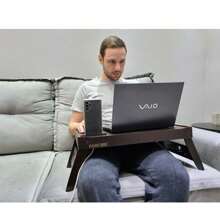 Laptop Desk For Working In Bed, Foldable Lap Desk With Cell Phone Holder