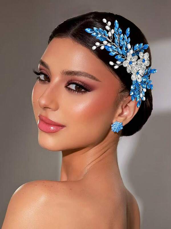 1 buc pieptene de păr de mireasă din cristal lucrat manual, decorațiune pentru păr proaspăt de mireasă în stil prințesă și zână, cadou de Ziua Îndrăgostiților, pieptene lateral pentru fotografii, piepteni